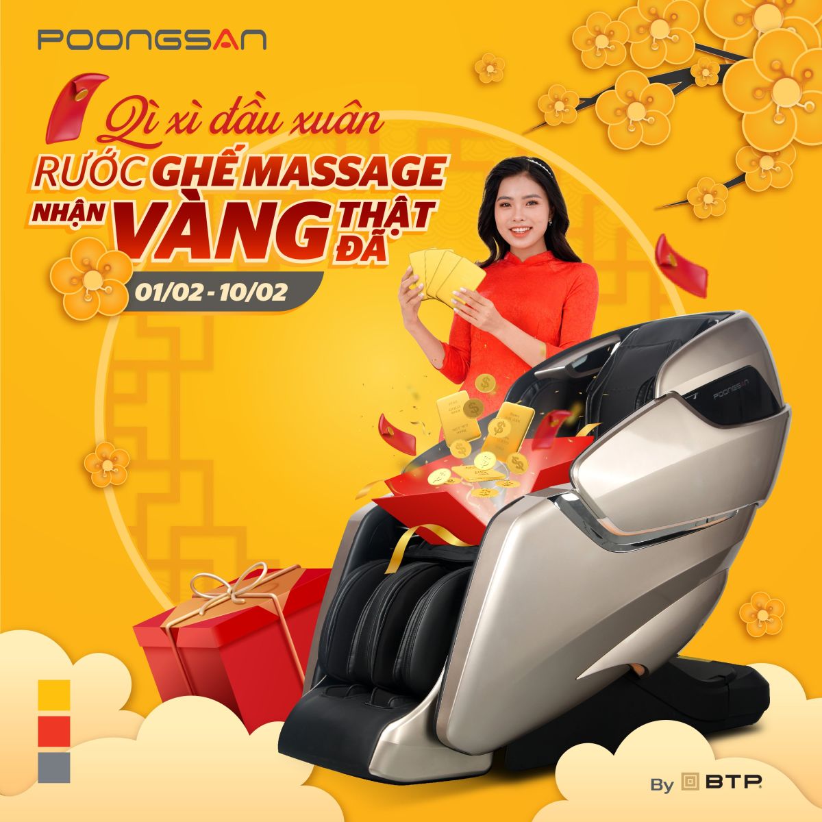 ghế massage Poongsan - nhận vàng thật đã